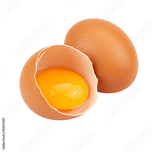 新鮮な卵黄輝く卵 割れ目