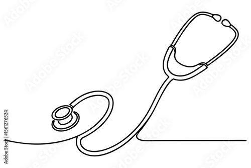 Stethoscope Minimalist Line Art Drawing for Healthcare Clinic Decor
