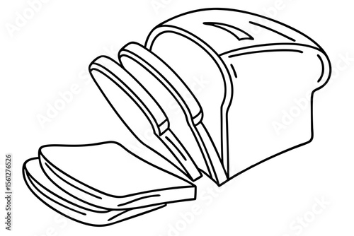 Minimalist Slice of Bread Line Drawing for Kitchen Cafe Wall Art