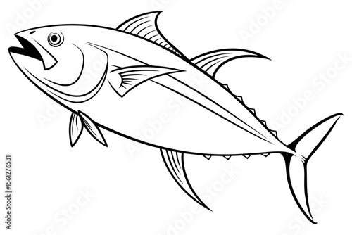 Simple Line Art of Tuna Fish for Coastal Kitchen Wall Decor