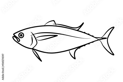 Minimalist Tuna Fish Line Drawing for Seafood Restaurant Wall Art