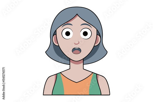 Surprised Woman Cartoon: A cartoon illustration of a woman with wide eyes and an open mouth, expressing surprise or shock.