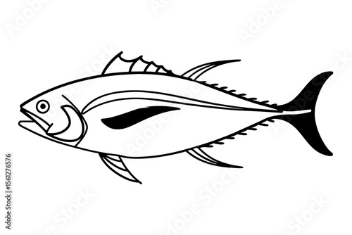 Minimalist Tuna Fish Illustration for Modern Ocean-Themed Wall Art