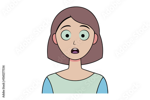 Astonished Portrait: A person exhibits astonishment in a cartoon illustration