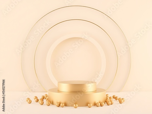 Elegant Gold Product Display Platform with Abstract Circular Background