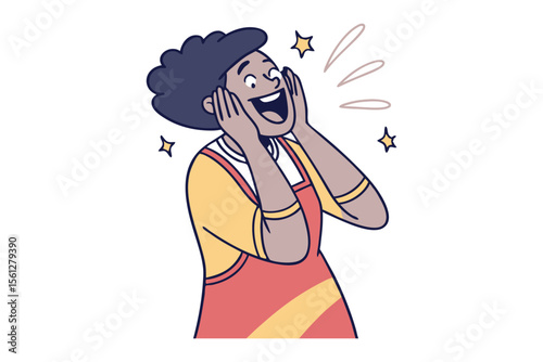 Astonishment and Amazement: Capturing the raw essence of surprise, the graphic depicts a person's face, eyes wide with delight and radiating pure, unadulterated joy and wonder. 