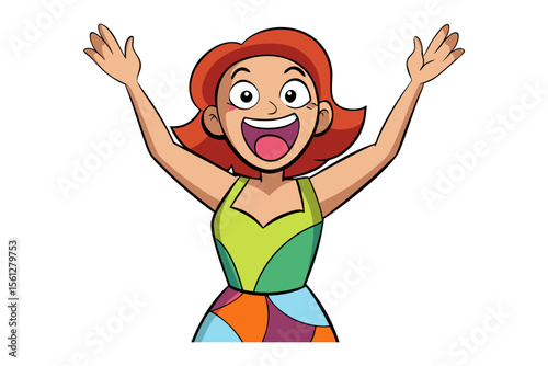 Joyful Embrace: An animated depiction of an animated person with a radiant smile and outstretched arms, conveying pure delight and uncontainable enthusiasm.