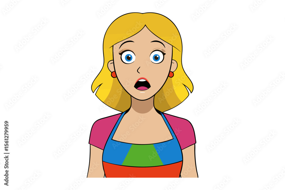 Surprised Expression: A stylized illustration of a woman with wide eyes, conveying a sense of shock or disbelief, perfect for expressing astonishment. Surprised Expression: A stylized illustration of a woman with wide eyes, conveying a sense of shock or disbelief, perfect for expressing astonishment.
