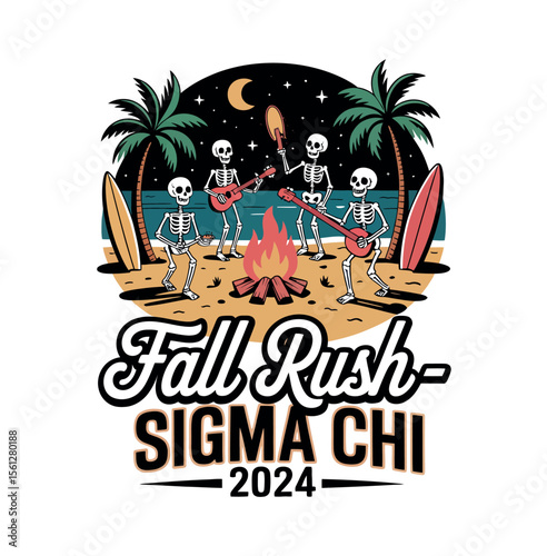 Skeleton Drummers Celebrate Sigma Chi Luau 2024