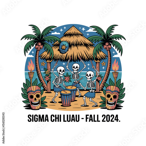Skeleton Drummers Celebrate Sigma Chi Luau 2024