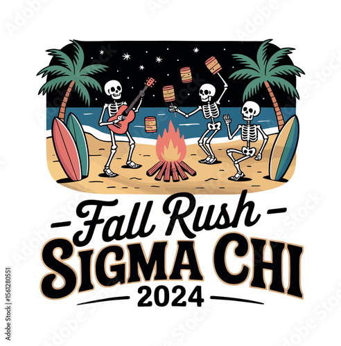 Skeleton Drummers Celebrate Sigma Chi Luau 2024