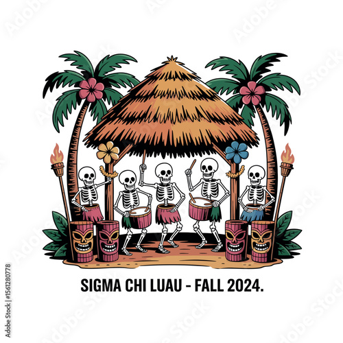 Skeleton Drummers Celebrate Sigma Chi Luau 2024