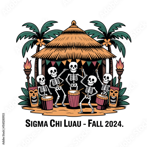 Skeleton Drummers Celebrate Sigma Chi Luau 2024