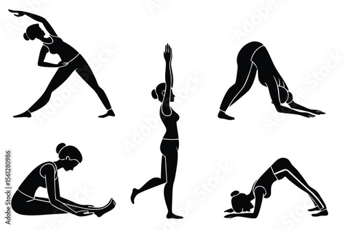 silhouettes of people doing yoga
