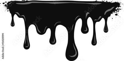 Liquid drip and splash elements, black fluid shapes, grunge splatter, and melting forms for frames, borders, and artistic graffiti-inspired design. EPS 10 version.