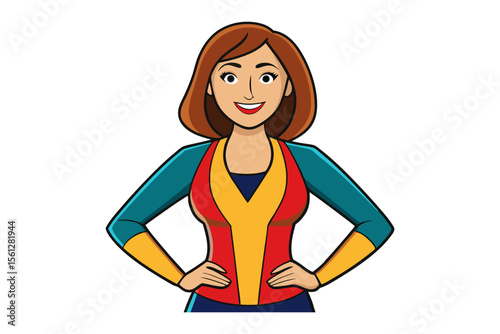 Confident Female: An illustrative depiction of a self-assured female, poised with hands on hips, radiates empowerment and strength.