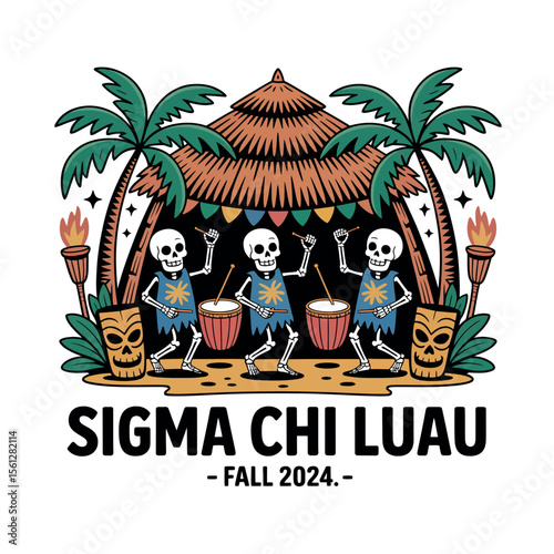 Skeleton Drummers Celebrate Sigma Chi Luau 2024