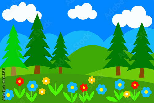 Summer Landscape Vector Illustration for Decor