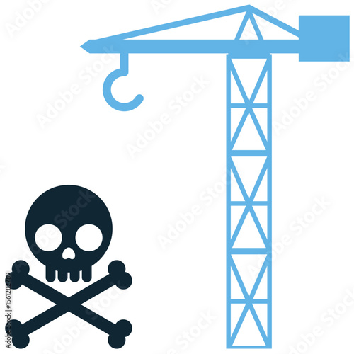 Fatalities construction icon vector representing severe accidents and worker safety concerns. A somber reminder for safety campaigns and accident prevention initiatives.