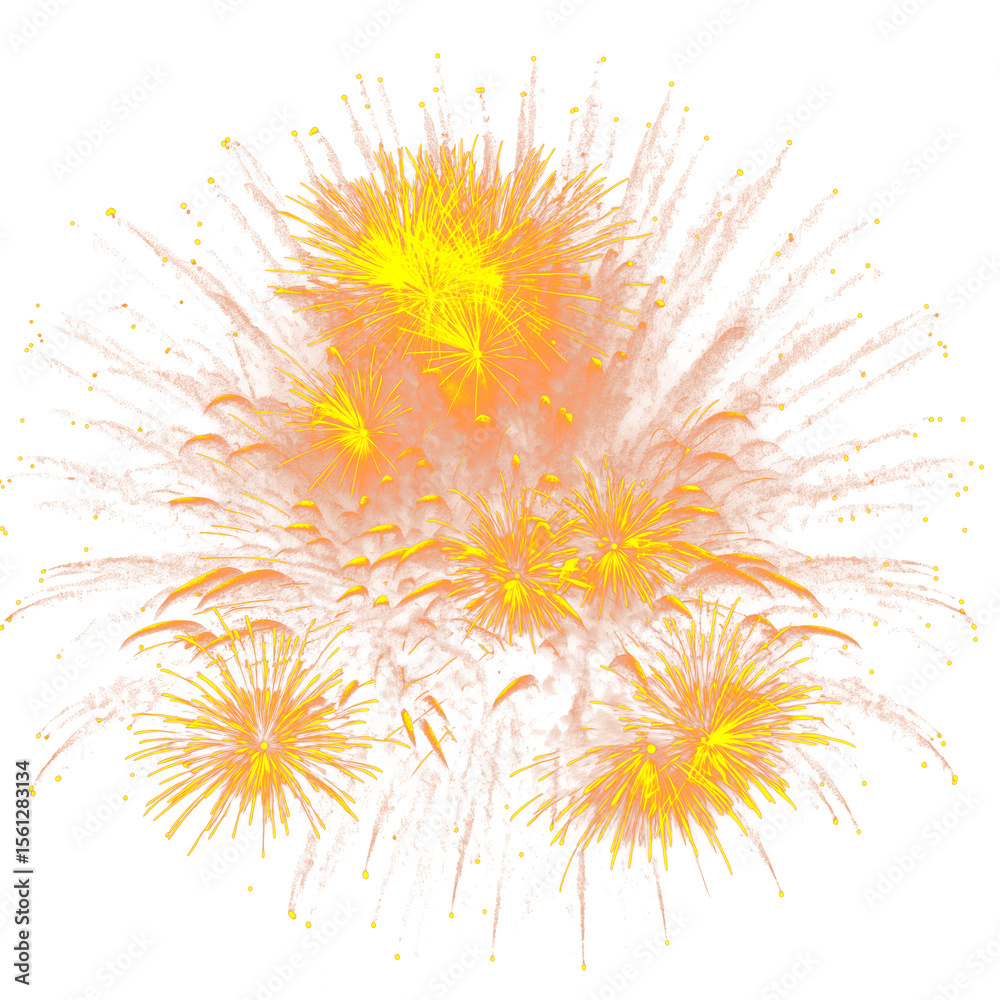 Obraz premium Brilliant Fireworks Cascade on Transparent Canvas A Spectacular Display of Golden Sparks and Shimmering Light for Memorable Gatherings with a Festive Flair