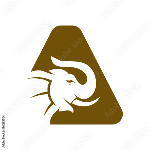 Letter A Elephant Logo Design. Minimal Elephant Symbol Vector Template