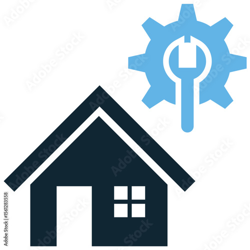 House maintenance icon vector for repairs, upkeep, and property care. Perfect for home services, real estate, and illustrating ongoing residential management.