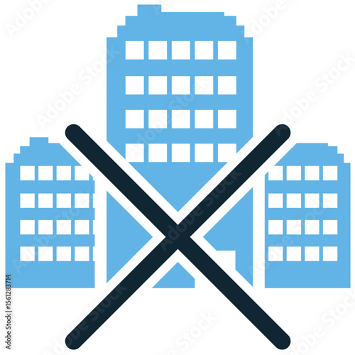 Decommissioning building icon vector for safe and controlled dismantling, end-of-life structures, site clearance, and environmental restoration. urban planning, industrial removal
