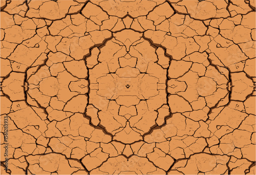 Dry Cracked earth wall texture, Clay pattern texture background, design art texture background, abstract background with zigzag lines in orange colour 