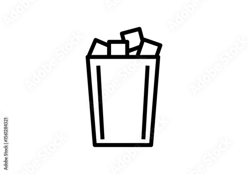 Icono negro de cubo de hielo en fondo blanco