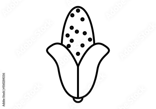 Icono negro de mazorca de maíz en fondo blanco