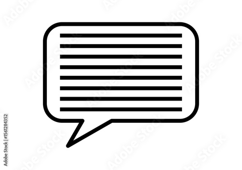 Icono negro de bocadillo de hablar con lineas representando texto