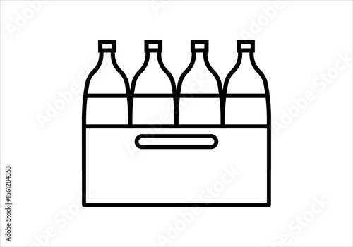 Icono negro de caja de botellas en fondo blanco