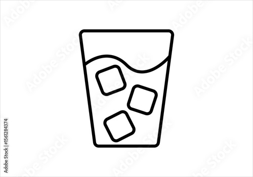 Icono negro de vaso con hielos 