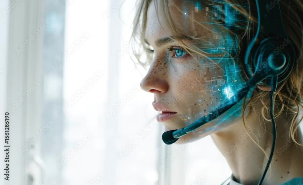 Opérateur Téléphonique IA Vidéo : Service Client du Futur et Support Numérique, Animation de Technologie Avancée