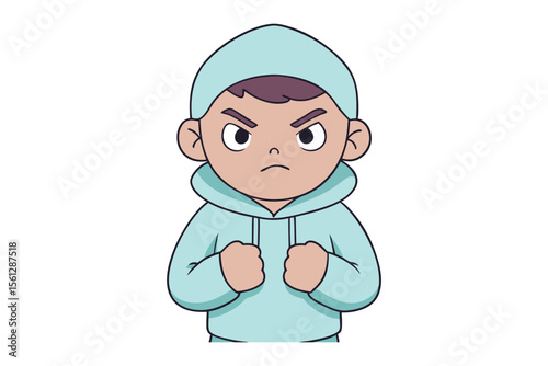Expressing Anger: A Cartoon depiction of an irate youth, fists clenched and brow furrowed, a strong expression of frustration and defiance.
