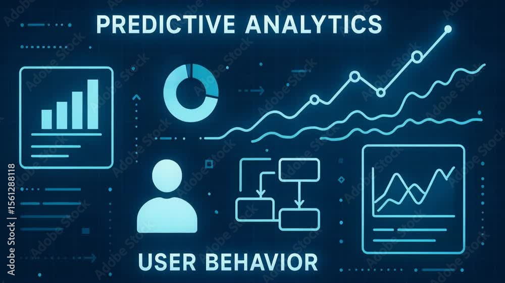 A digital illustration depicting predictive analytics and user behavior