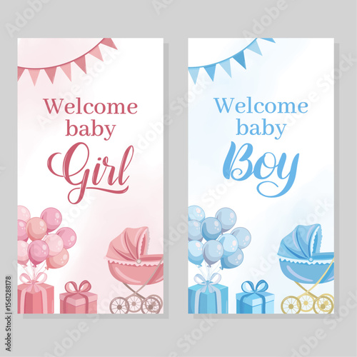 Welcome baby girl or boy Greeting card baby gender reveal
