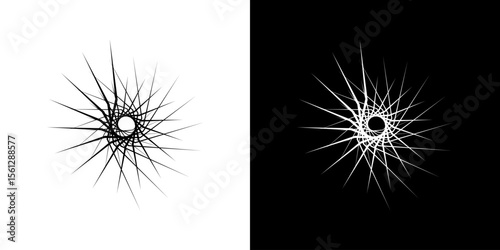 Dynamic abstract spiral sound wave rhythm lines. Circular spiral sound wave rhythm of lines. Circular futuristic abstract lines, black and white background.