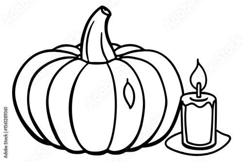 Timeless Pumpkin and Candle Arrangement vector illustration