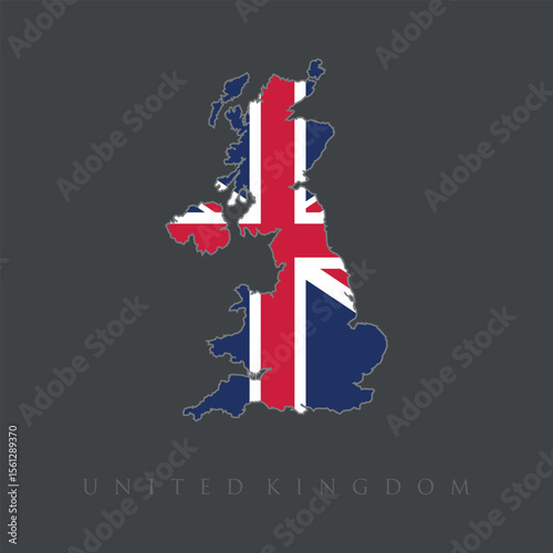 United Kingdom Map with Flag Design