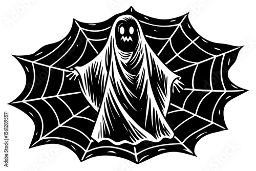 Phantom Trapped within a Magical Web vector illustration