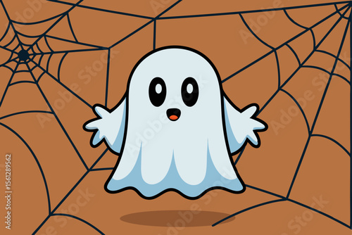 Apparition Caught in a Glowing Enchanted Web vector illustration