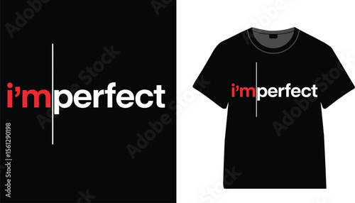 A black t shirt with an imperfect design and a black background
