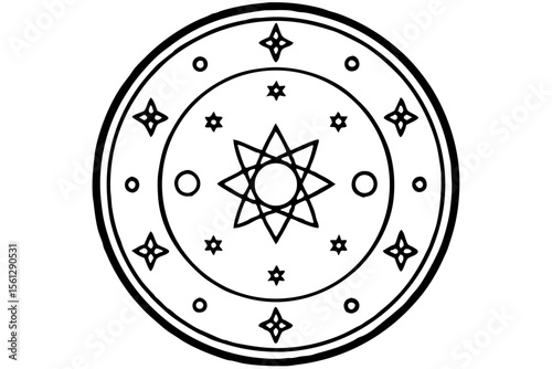 Luminous magic circle with witchcraft runes vector illustration