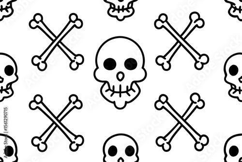 Skull and bones seamless vintage wallpaper vector illustration