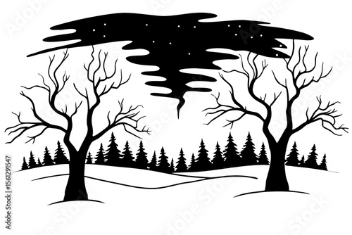 Aurora-style lights in Halloween color palette vector illustration