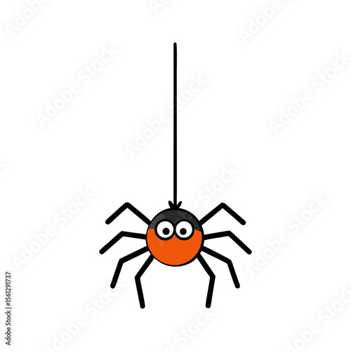 Hanging spider vector art illustration