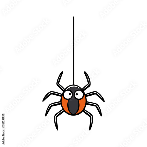 Hanging spider vector art illustration