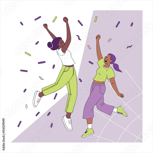 Celebratory international youth day with colorful balloons and confetti on a sunburst background