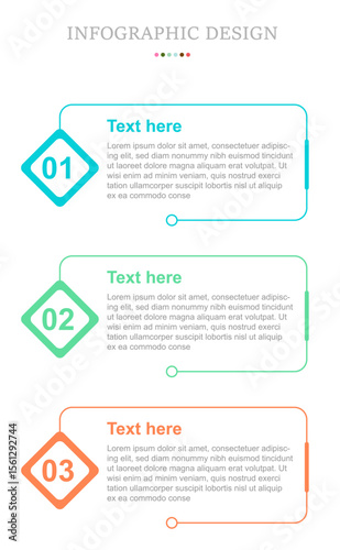 Infographic template vector element with 3 step box concept suitable for business information and web presentation.